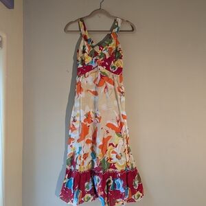Floral Maxi Dress with Red Accents